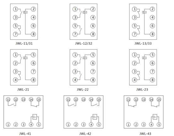 JWL-42內部接線及外引接線圖(正視圖) JWL-42內部接線及外引接線圖(正視圖)