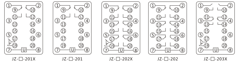 JZY(J)-408靜態中間繼電器內部接線圖及外引接線圖 JZY(J)-408靜態中間繼電器內部接線圖及外引接線圖