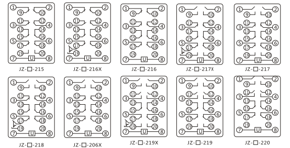 JZY(J)-408靜態中間繼電器內部接線圖及外引接線圖 JZY(J)-408靜態中間繼電器內部接線圖及外引接線圖