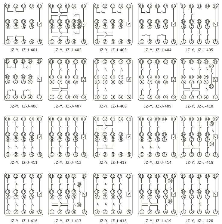 JZY(J)-408靜態中間繼電器內部接線圖及外引接線圖 JZY(J)-408靜態中間繼電器內部接線圖及外引接線圖