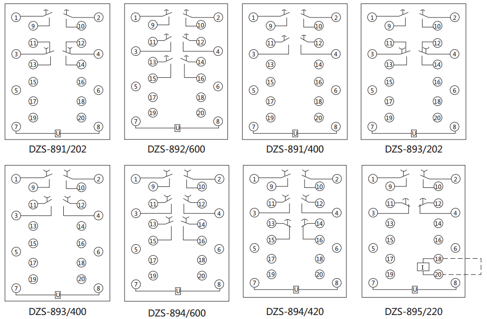 DZS-891延時中間繼電器內部接線圖及外引接線圖(背視) DZS-891延時中間繼電器內部接線圖及外引接線圖(背視)