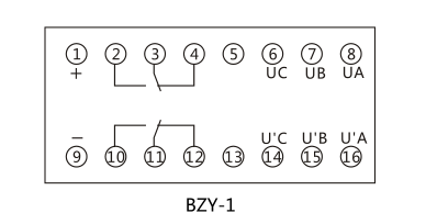 BZY-1正序電壓繼電器內部接線及外引接線圖 BZY-1正序電壓繼電器內部接線及外引接線圖
